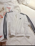 adidas三条纹休闲宽松连帽夹克薄外套女装春夏阿迪达斯官方轻运动 黑色/白   XL 实拍图