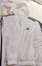 adidas三条纹休闲宽松连帽夹克薄外套女装春夏阿迪达斯官方轻运动 白/黑色   L 实拍图