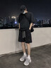 TUCANO啄木鸟扎染纹理短裤男款夏季美式复古宽松直筒五分裤潮牌休闲中裤 黑色 强烈推荐 L （建议105-120斤） 实拍图