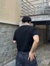 7家优品美式翻领千鸟格拼接polo衫男士新款夏季短袖t恤7Y16 黑色 XL 实拍图