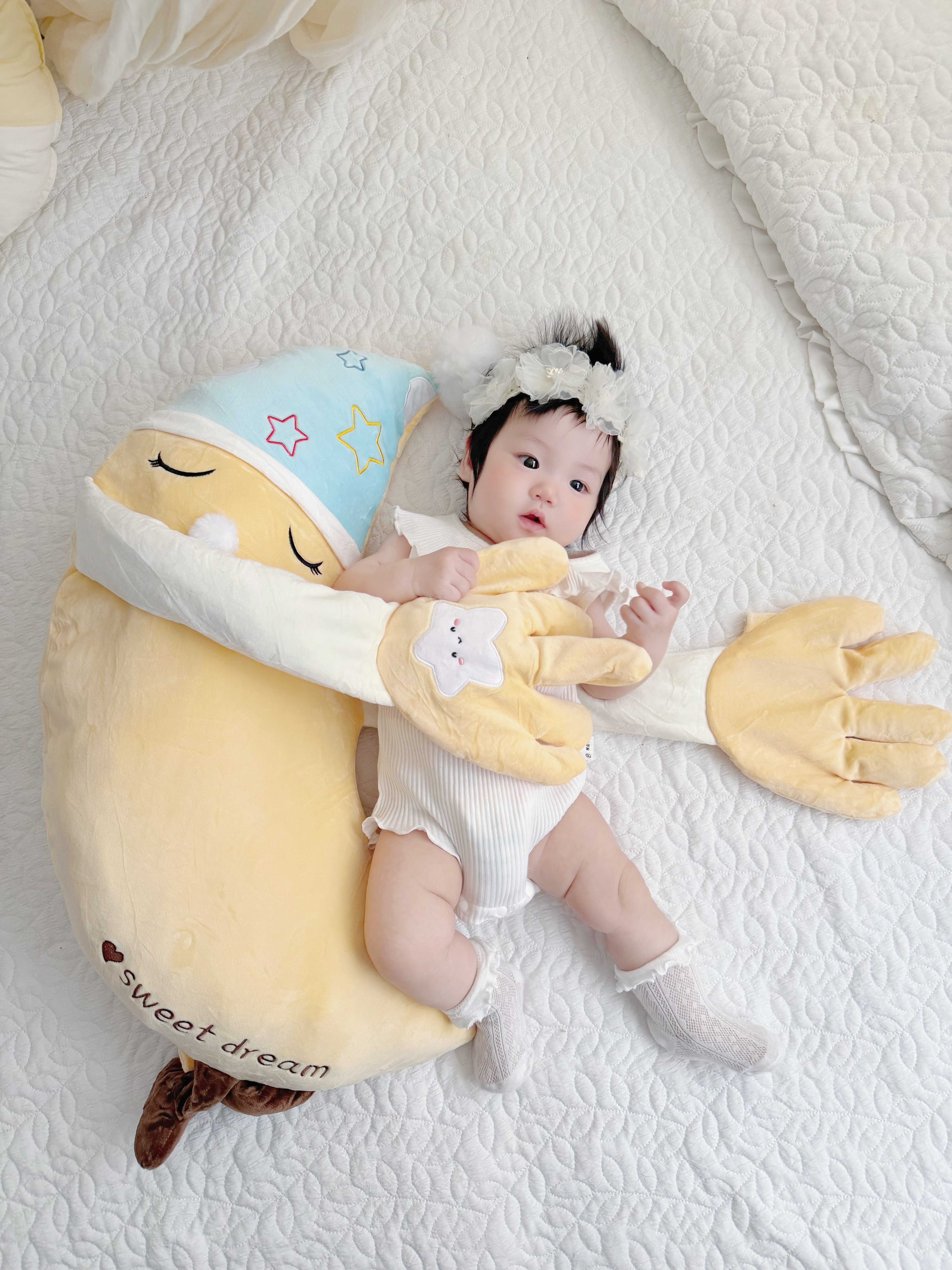 葆氏婴幼儿安抚玩偶拍打手掌月亮哄睡神器躺抱宝宝防惊跳枕头遥控款 实拍图