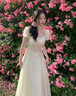 妍莉芬（yanlifen）法式白色连衣裙女夏季2026年新款小个子赫本风气质收腰显瘦长裙子 米白色 M 晒单实拍图