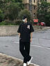 港蒂湾夏季冰丝裤子男休闲裤男裤速干裤宽松直筒裤经典百搭时尚阔腿裤 (夏季）黑色 4XL -165-175斤 实拍图