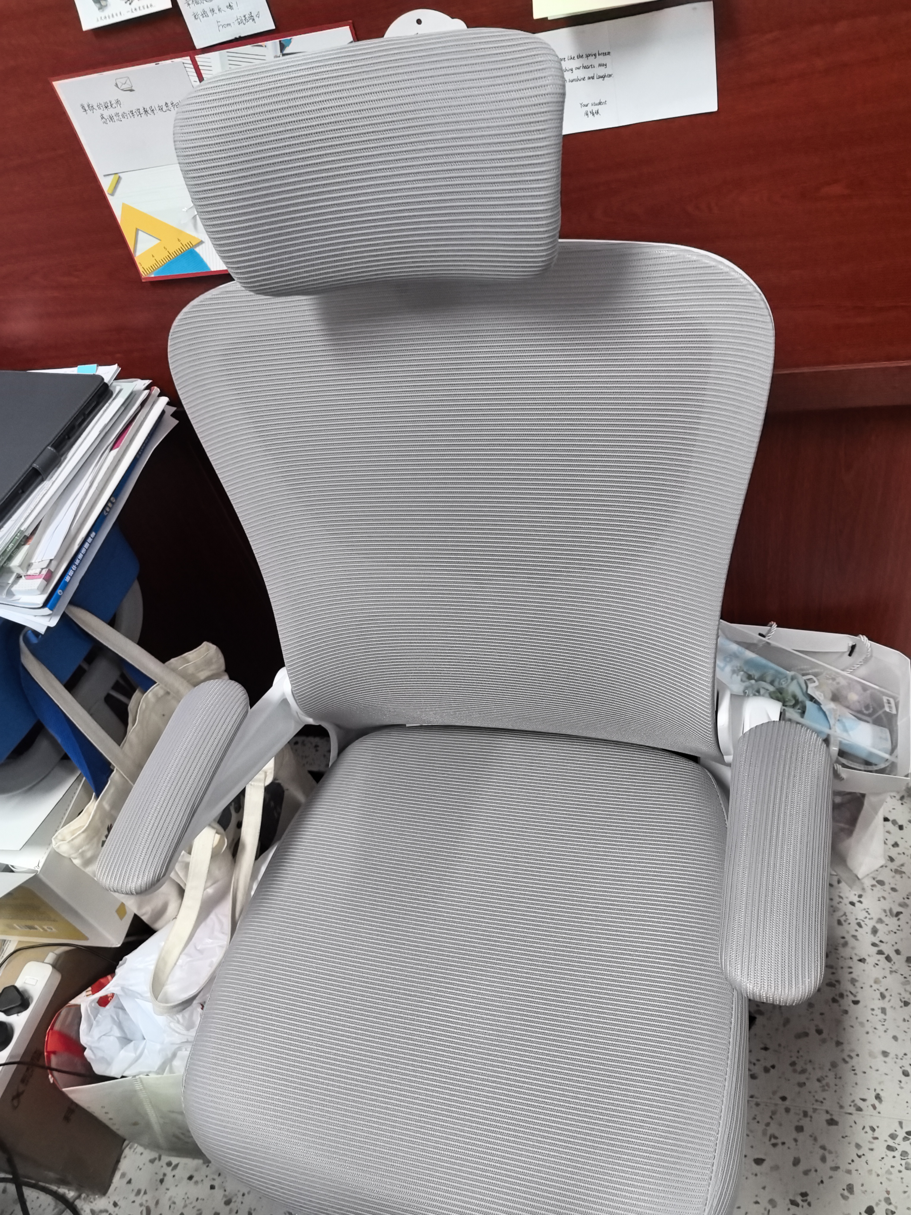 朗域轩品电脑椅人体工学椅护腰人工力学座椅久坐弓形办公椅职员椅子学习椅 【悬浮腰托-带头枕】白灰-90°可翻转扶手 不可调节 可旋转可升降扶手 实拍图