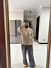 MUJI 女式汉麻水洗七分袖罩衫女士衬衫衬衣内搭女装春季上衣 BC2RBA6S 深橙色条纹 S (155/80A) 实拍图