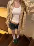 南木熊短裤女美式复古卷边牛仔夏季低腰露脐弹力紧身显瘦百搭包臀热裤子 深蓝色 牛仔短裤 S 【85-95斤】卡码拍大 实拍图