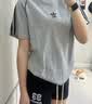 adidas纯棉休闲三条纹针织运动圆领正肩短袖T恤上衣男夏阿迪达斯   中麻灰   2XL 实拍图
