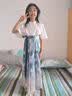 罗蒙女童马面裙汉服国风新中式儿童套装中秋演出服 天青色 套装  150 实拍图