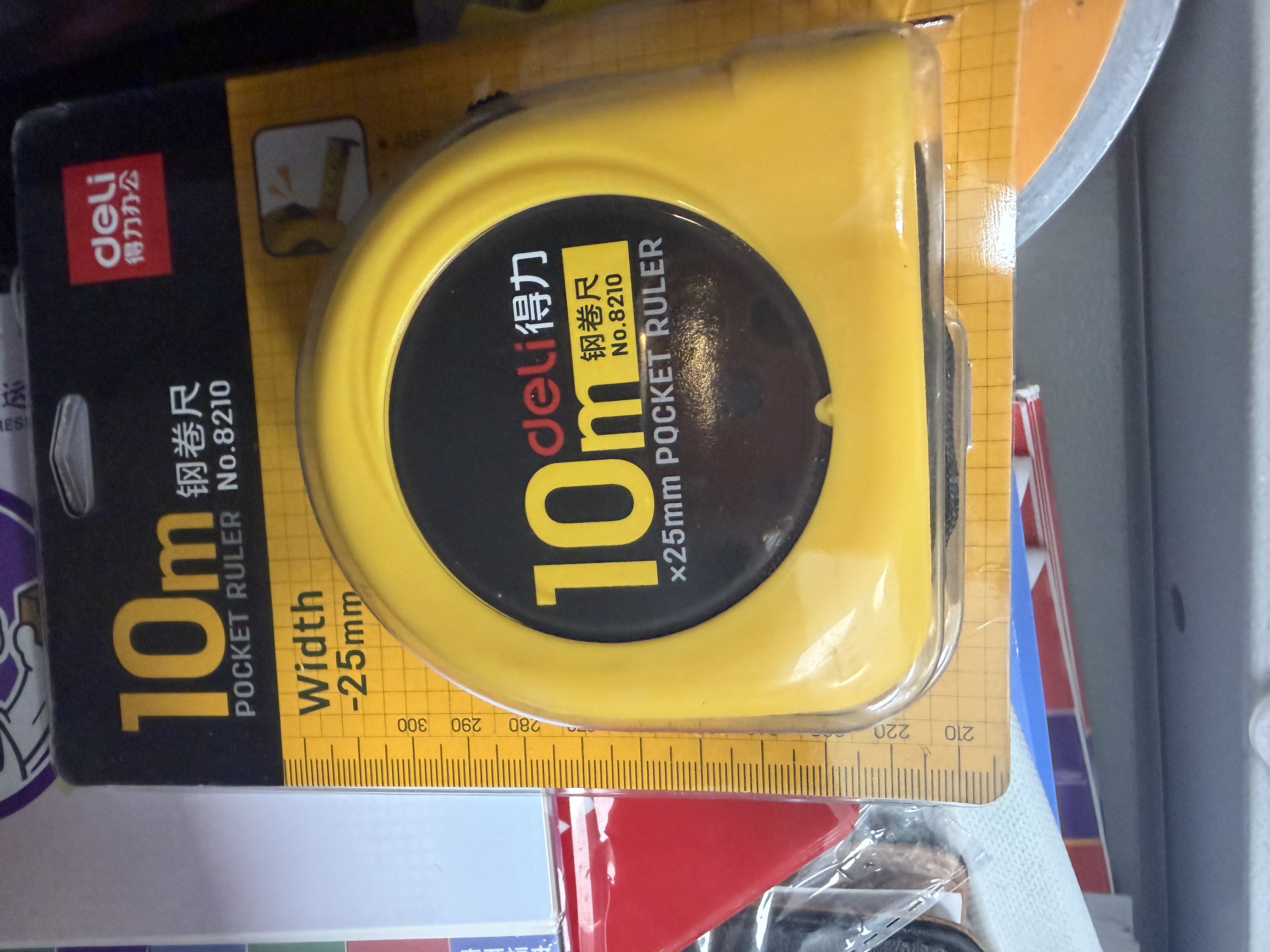 得力(deli)10m锁定功能钢卷尺 木工尺装修测量尺子 办公用品 8210 黄 实拍图