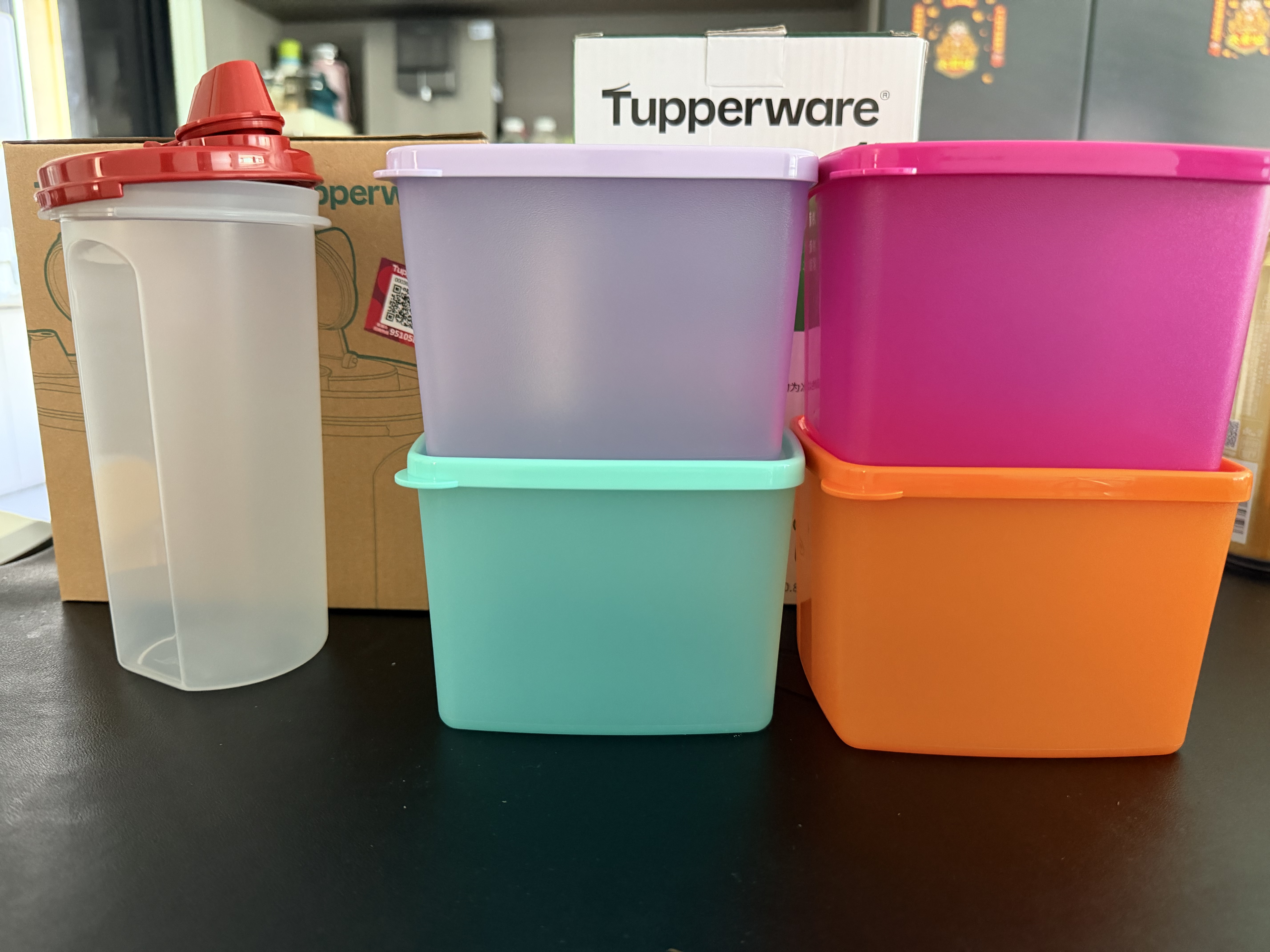特百惠（Tupperware）冷藏800ml*4保鲜盒蔬菜水果收纳盒食品级密封冰箱储物盒 彩色盖 实拍图