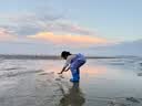 臻佑（Grsaed）儿童下水裤户外玩水服捉鱼赶海半身涉水裤连体鞋防水沙滩淡紫35码 实拍图