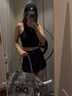 ALO YOGA运动短裙背心夏季女黑色速干瑜伽裙防走光高腰A字网球健身外穿 黑色背心+黑色短裙 M 实拍图