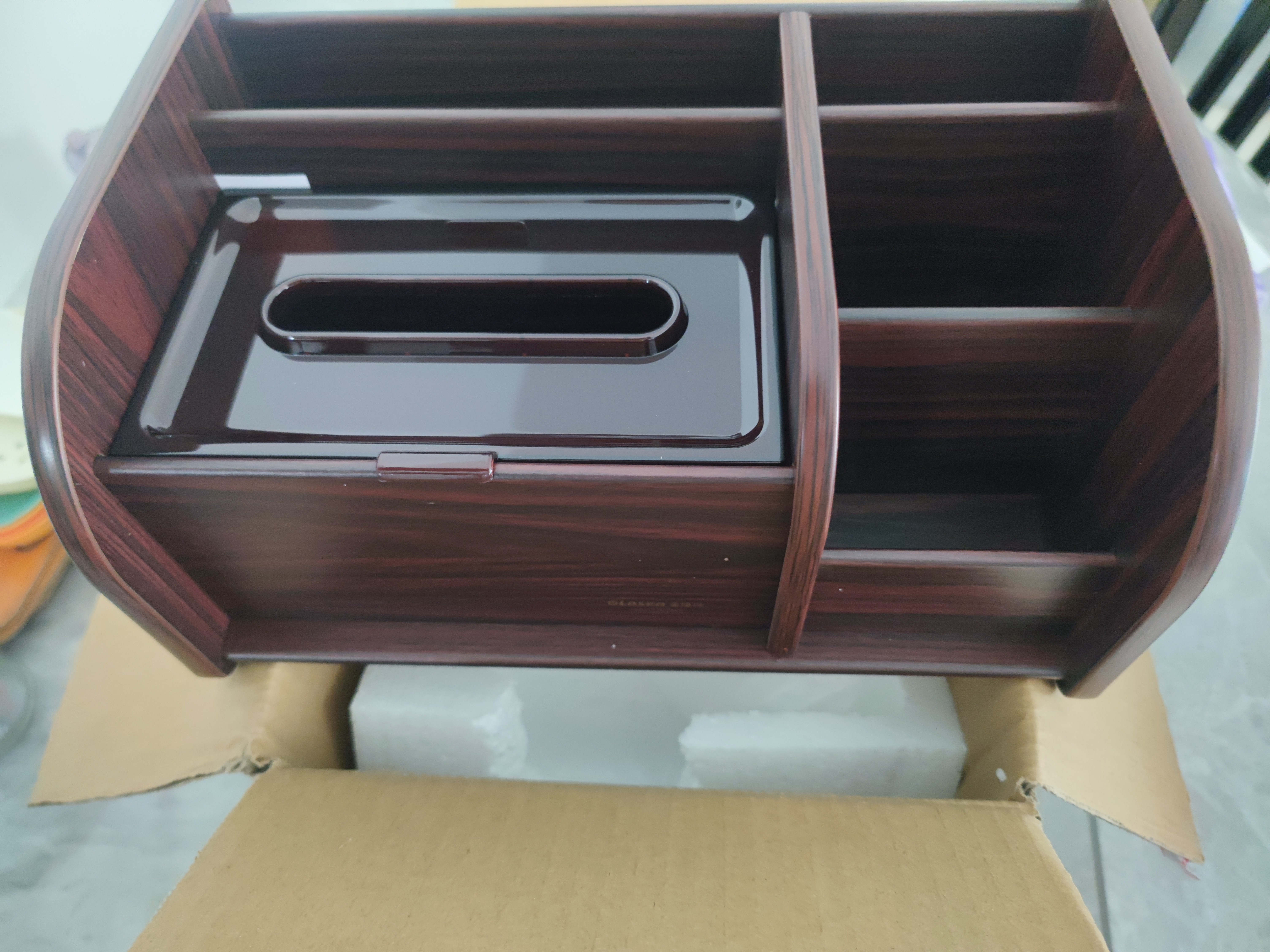 金隆兴多功能纸巾盒桌面办公家用客厅茶几遥控器收纳盒抽纸盒轻奢木质 实拍图
