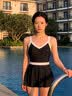斯凯奇泳衣女士连衣裙式成人保守泳装修身显瘦遮肉 深夜黑 L 实拍图