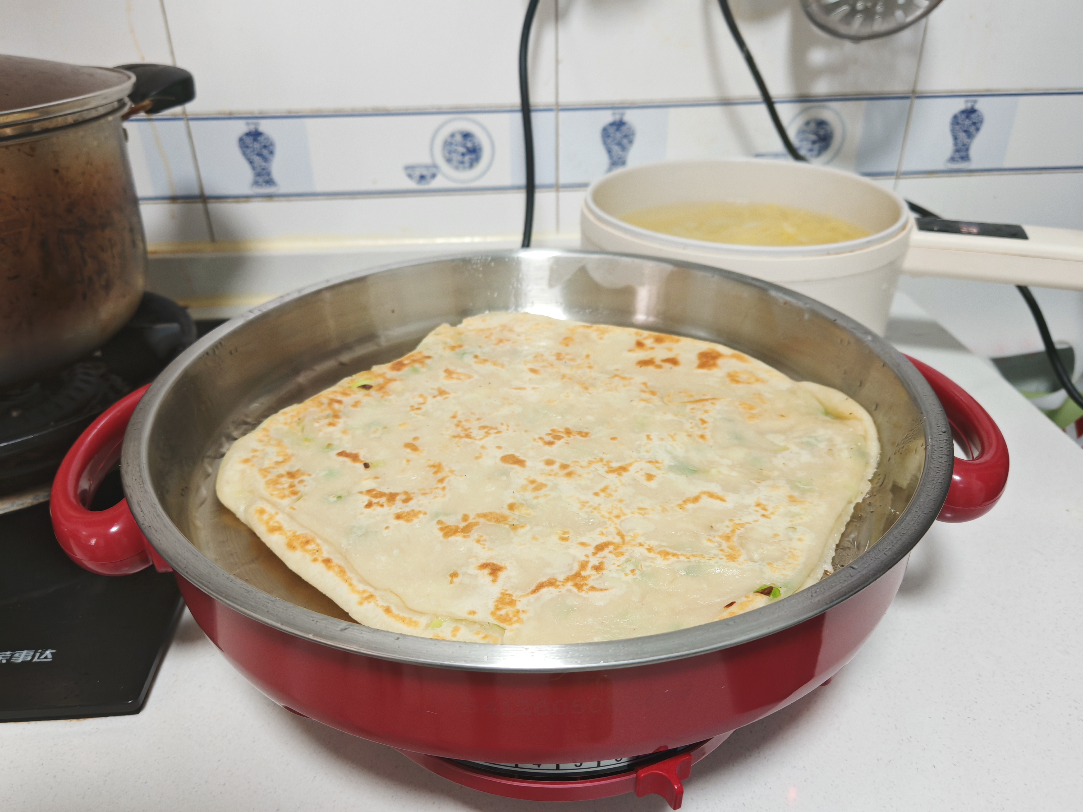 多星电饼铛山东多星电煎锅多星锅电饼铛多功能家用不粘锅电锅不锈钢烤盘多用途锅 【升级款红】淄博多星304不锈钢31CM 实拍图
