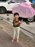牧萌儿童雨伞宝宝防晒遮阳太阳伞晴雨两用便携直柄伞 粉色公主恐龙 实拍图