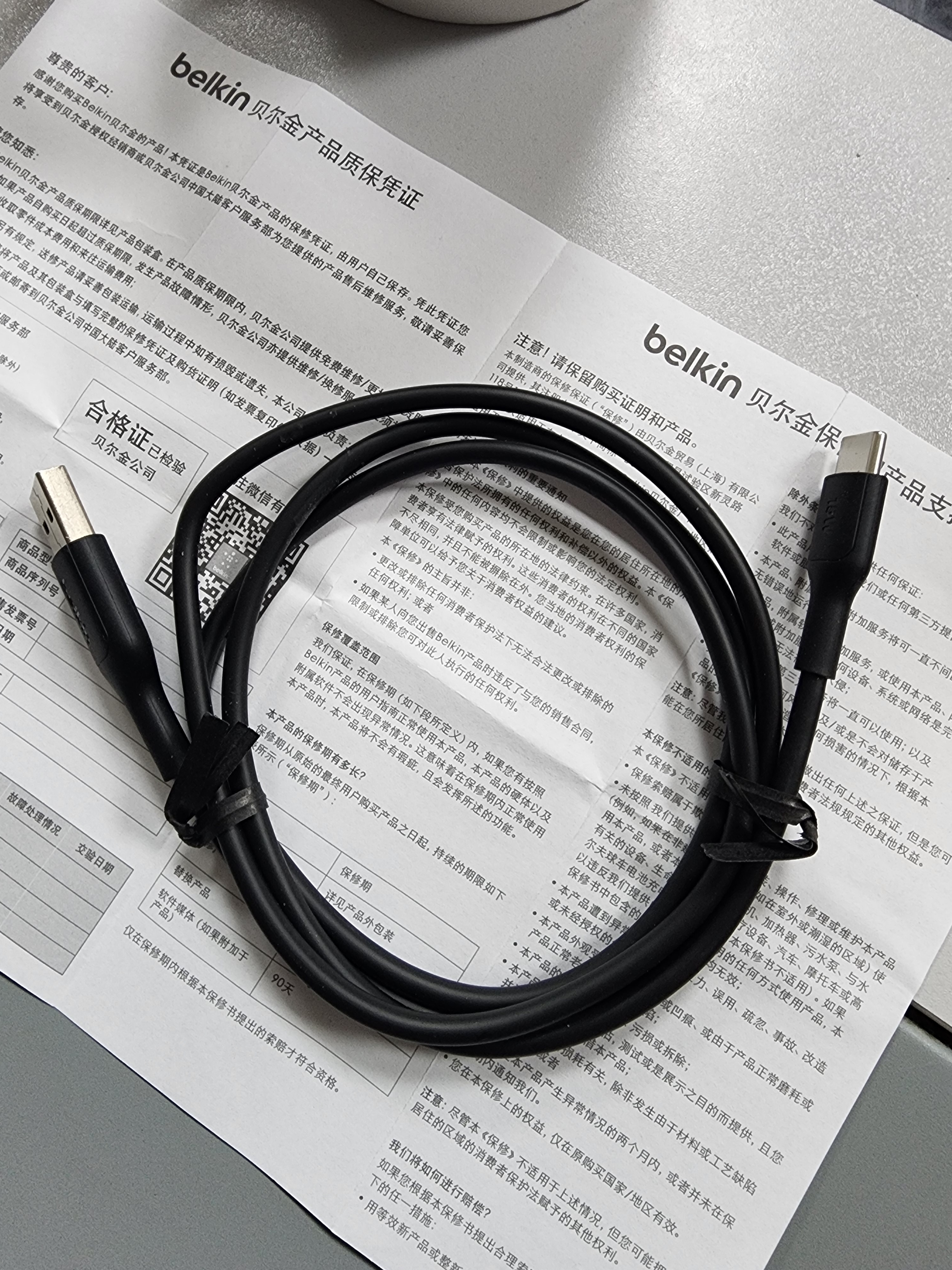 贝尔金（BELKIN）苹果数据线 PD快充 USB-A转Type-C充电线 iPhone充电线 苹果手机充电 ipad快充 1米黑色 CAB021 实拍图