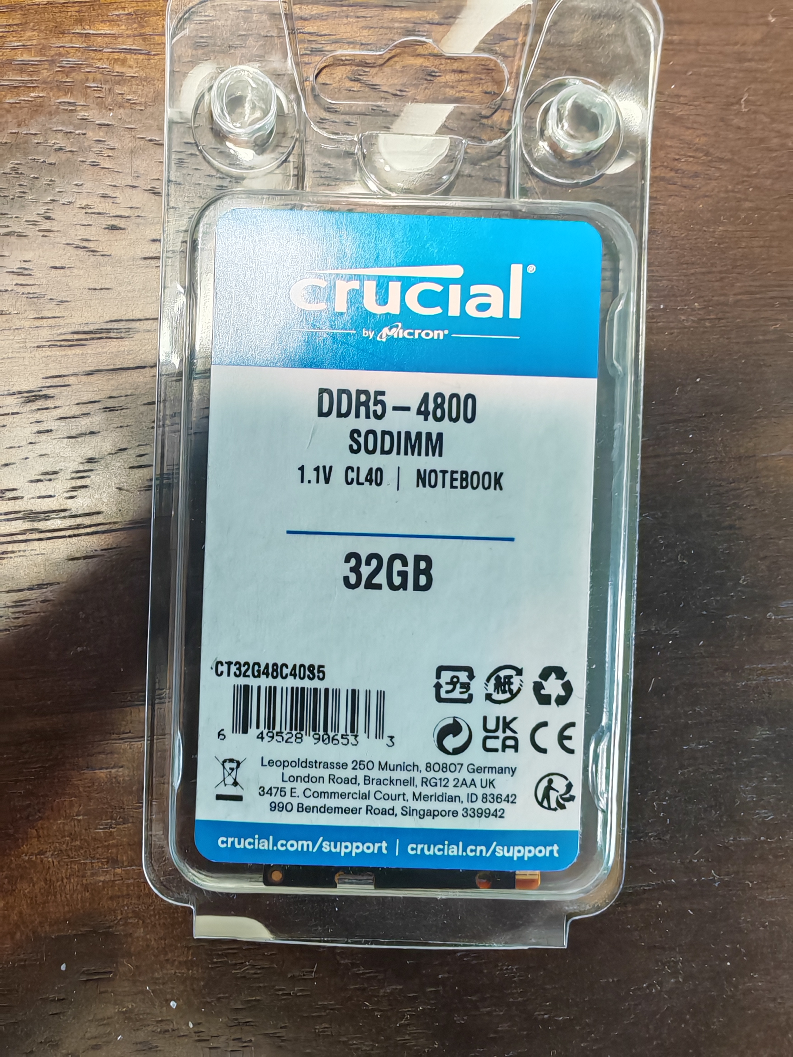 英睿达（crucial）32GB DDR5 4800 笔记本内存条 美光（原镁光）原厂颗粒 AI电脑配件 实拍图