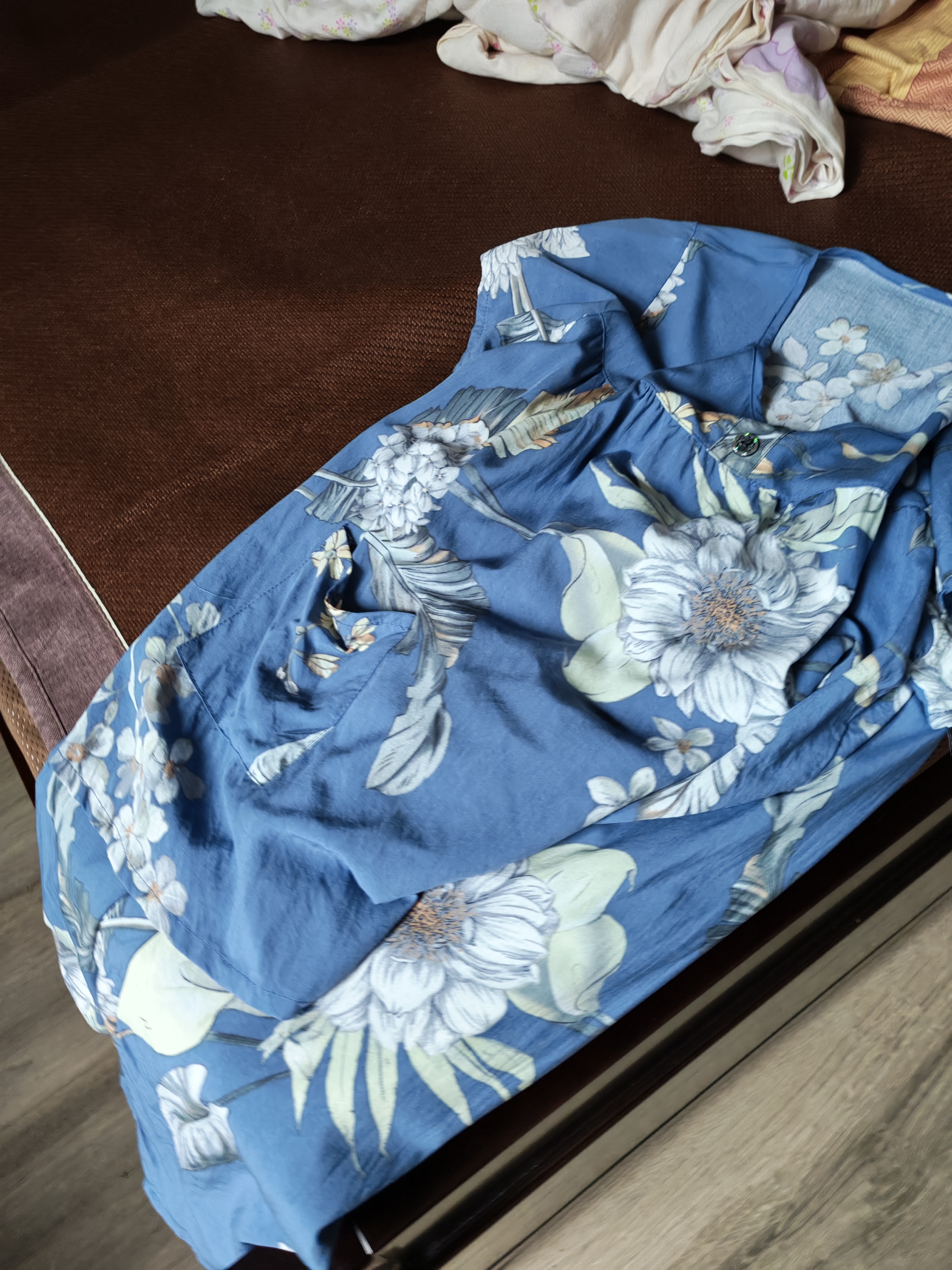 古今（GUJIN）轻薄棉绸睡衣女夏季妈妈中老年家居服宽松大码可外穿睡裤套装3XL 实拍图
