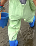 臻佑（Grsaed）儿童下水裤户外玩水服捉鱼赶海半身涉水裤连体鞋防水沙滩淡绿26码 实拍图