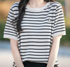 欧洲羊高档条纹刺绣短袖t恤女夏季2026新款打底衫洋气女装冰丝针织上衣 实拍图