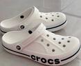 CROCS卡骆驰贝雅卡骆班洞洞鞋轻便耐磨拖鞋一脚蹬休闲鞋|205089 白/深蓝-126（含智必星） 44 (280mm) 实拍图
