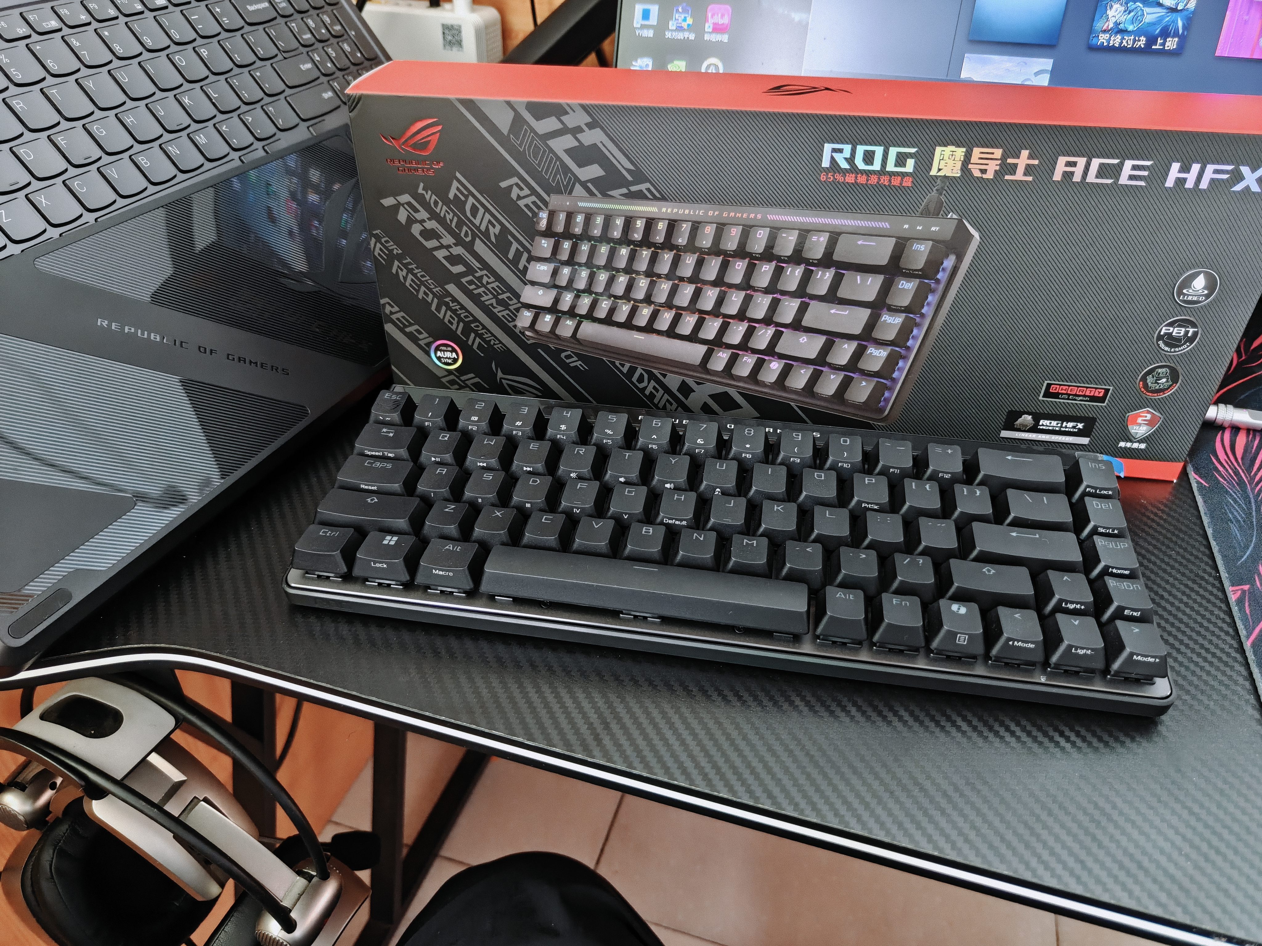 ROG魔导士Ace HFX 电竞磁轴键盘 游戏有线键盘 Gasket结构 8K回报率 小蜜蜂战队同款键盘PBT版 实拍图