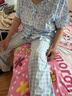 铜牛汗布半袖开襟女衫春夏新花色棉家居半袖开衫短袖衫家居上衣VS264 淡雅花团-蓝-蓝 2XL 175/105 实拍图