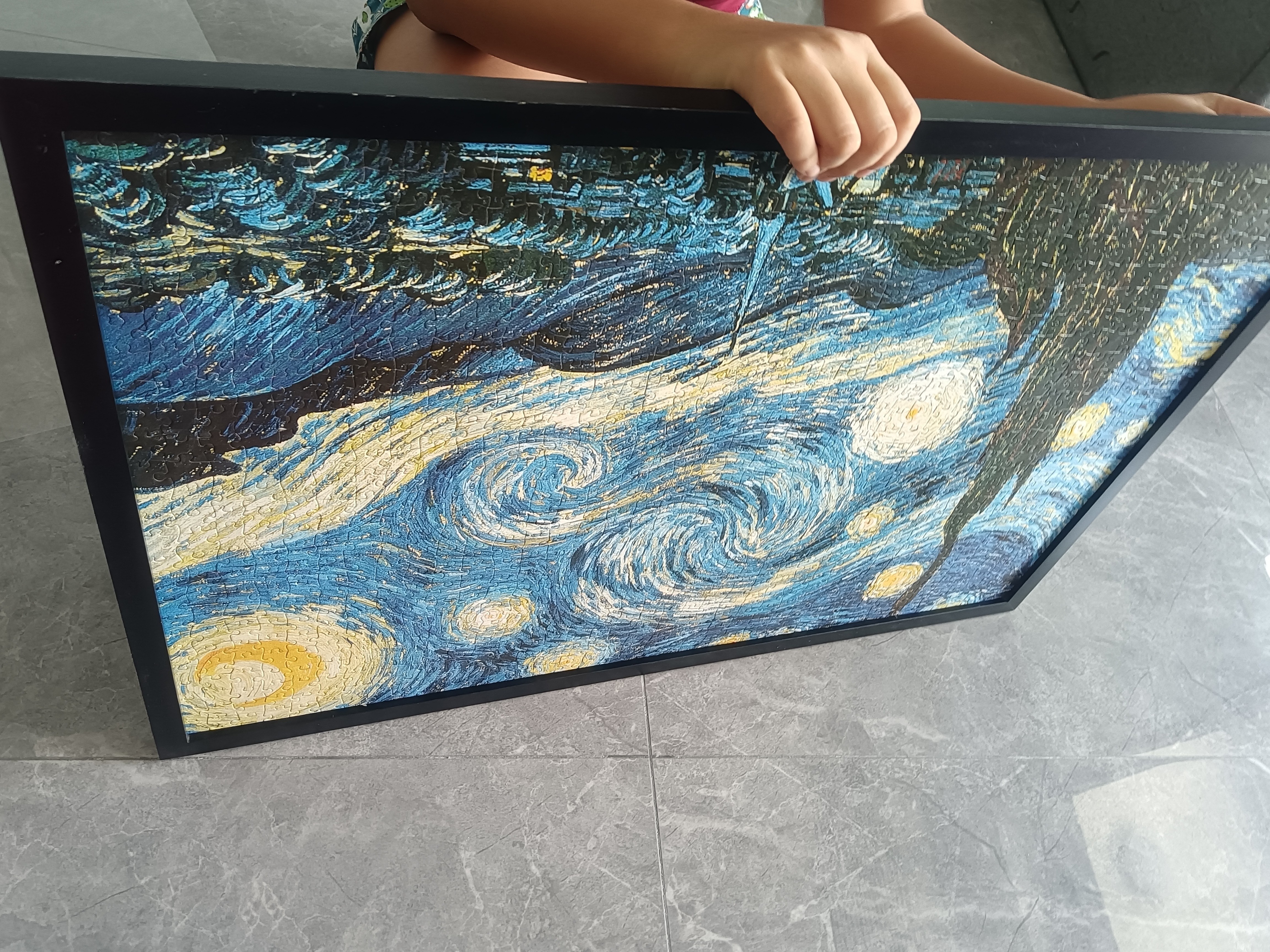 古部实木相框装裱创意画框挂墙1000片拼图专用相架木质精美画框黑色 实拍图