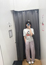 优衣库休闲廓形长裤/系腰带/常规款女装/弯刀镰刀裤子485273 71 浅蓝紫色 L 实拍图