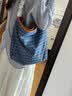 妙迪新款蓝色轻便出游大容量牛仔托特包休闲帆布通勤腋下包女生日礼物 实拍图