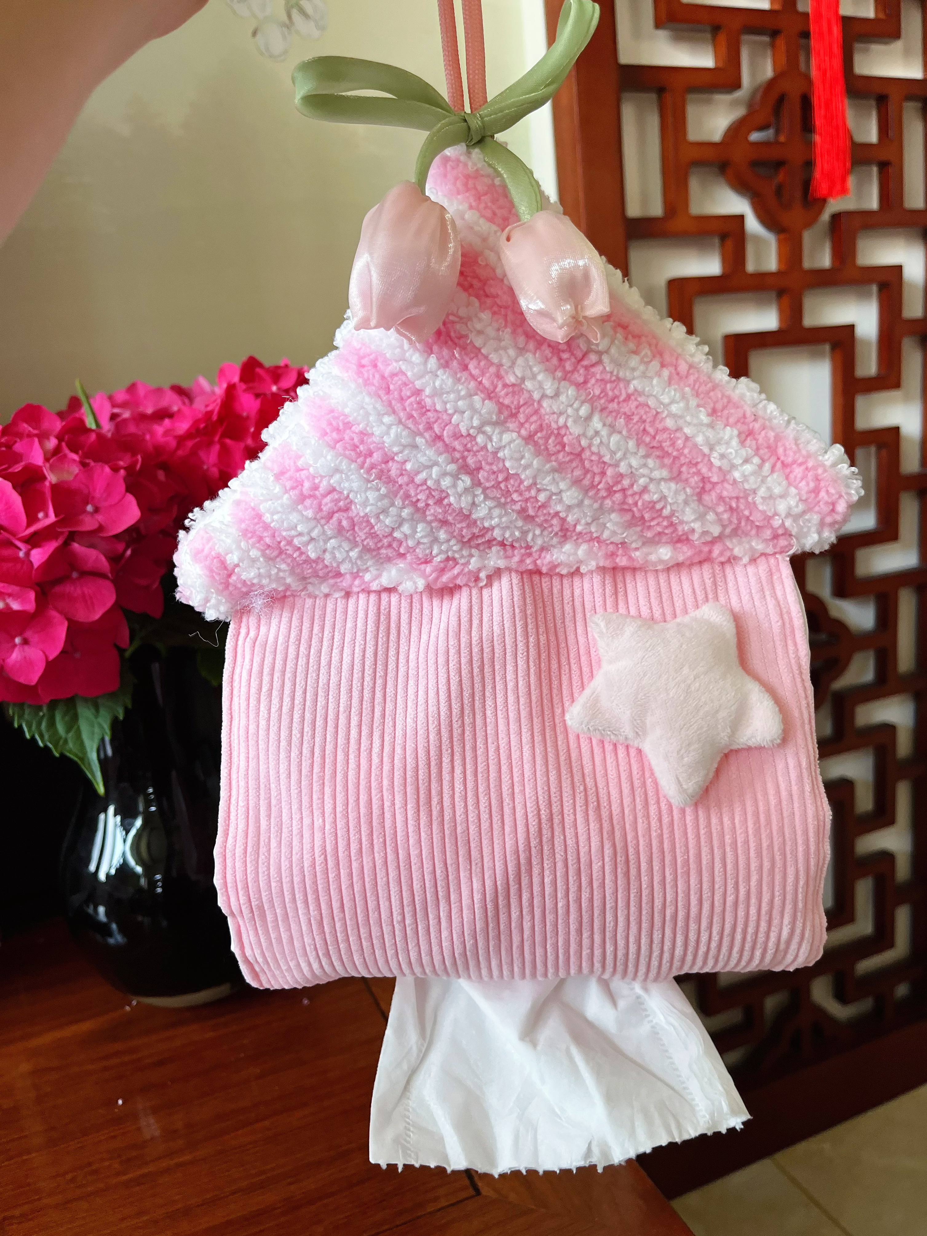 范爷家壁挂纸巾袋洗脸巾收纳盒粉色壁挂式收纳袋卫生间纸巾盒厕所纸巾盒免打孔抽纸袋 实拍图