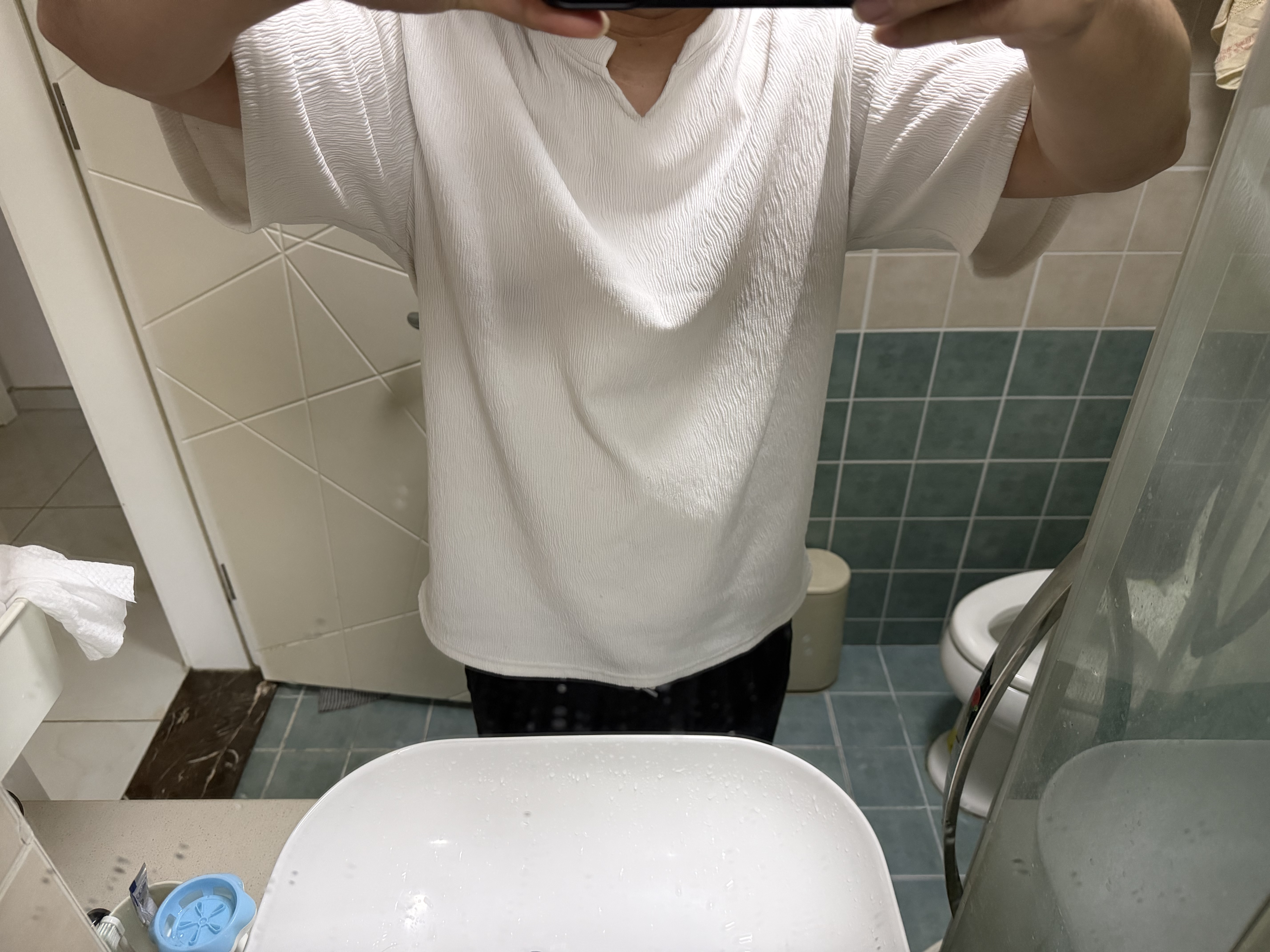 NASA MARVEL短袖t恤男士夏季休闲简约透气半袖V领上衣户外休闲服 白色 2XL 实拍图