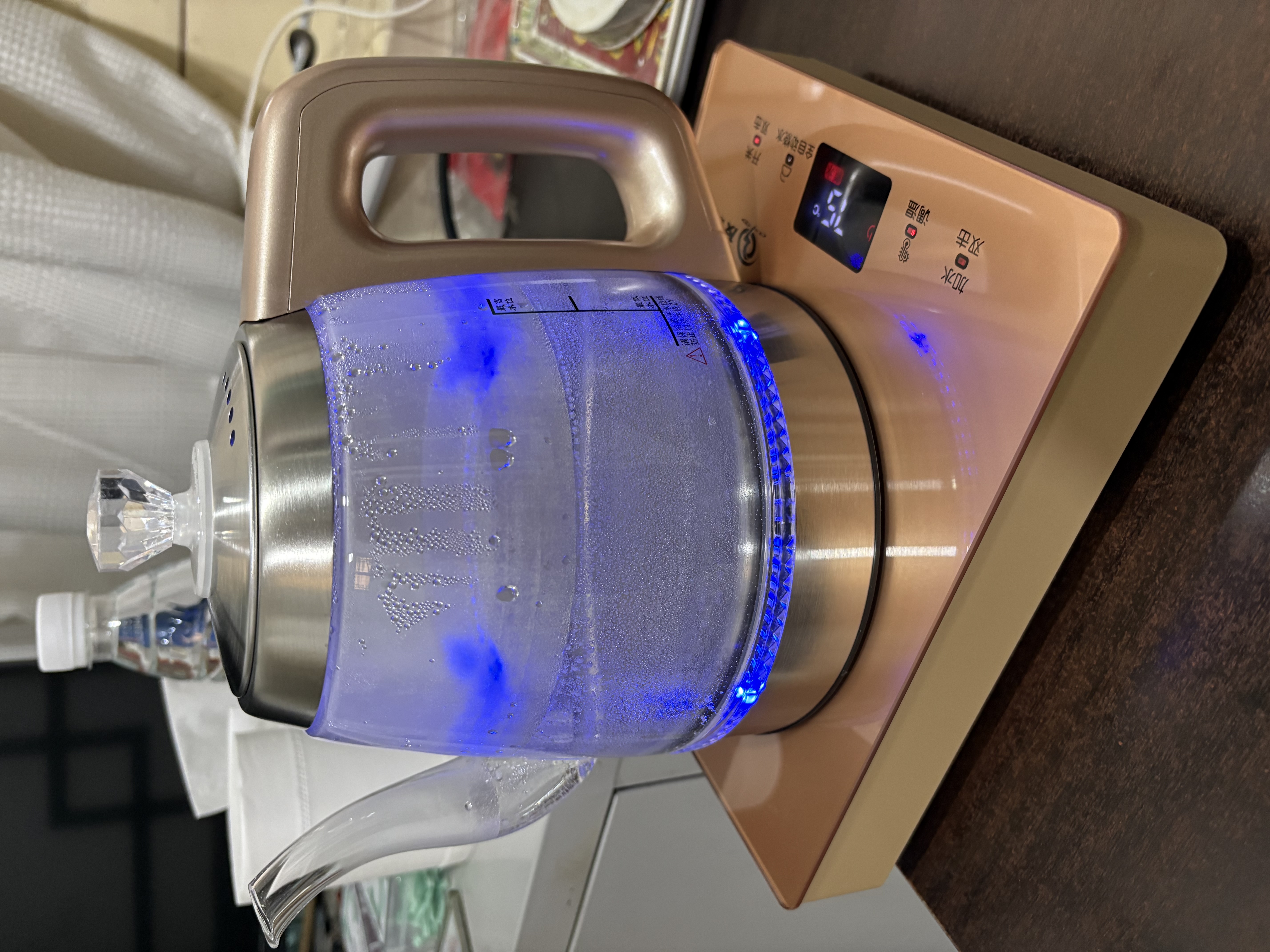友家铺子（Biooner）全自动上水电热水壶茶台烧水壶专用一体茶桌茶几保温泡茶具电茶炉 1L 金色 实拍图