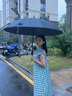爱上雨24骨长柄雨伞男士大号自动暴雨专用伞加固结实抗风定制直杆大伞男 全纤维中棒-加大-24骨经典黑 实拍图