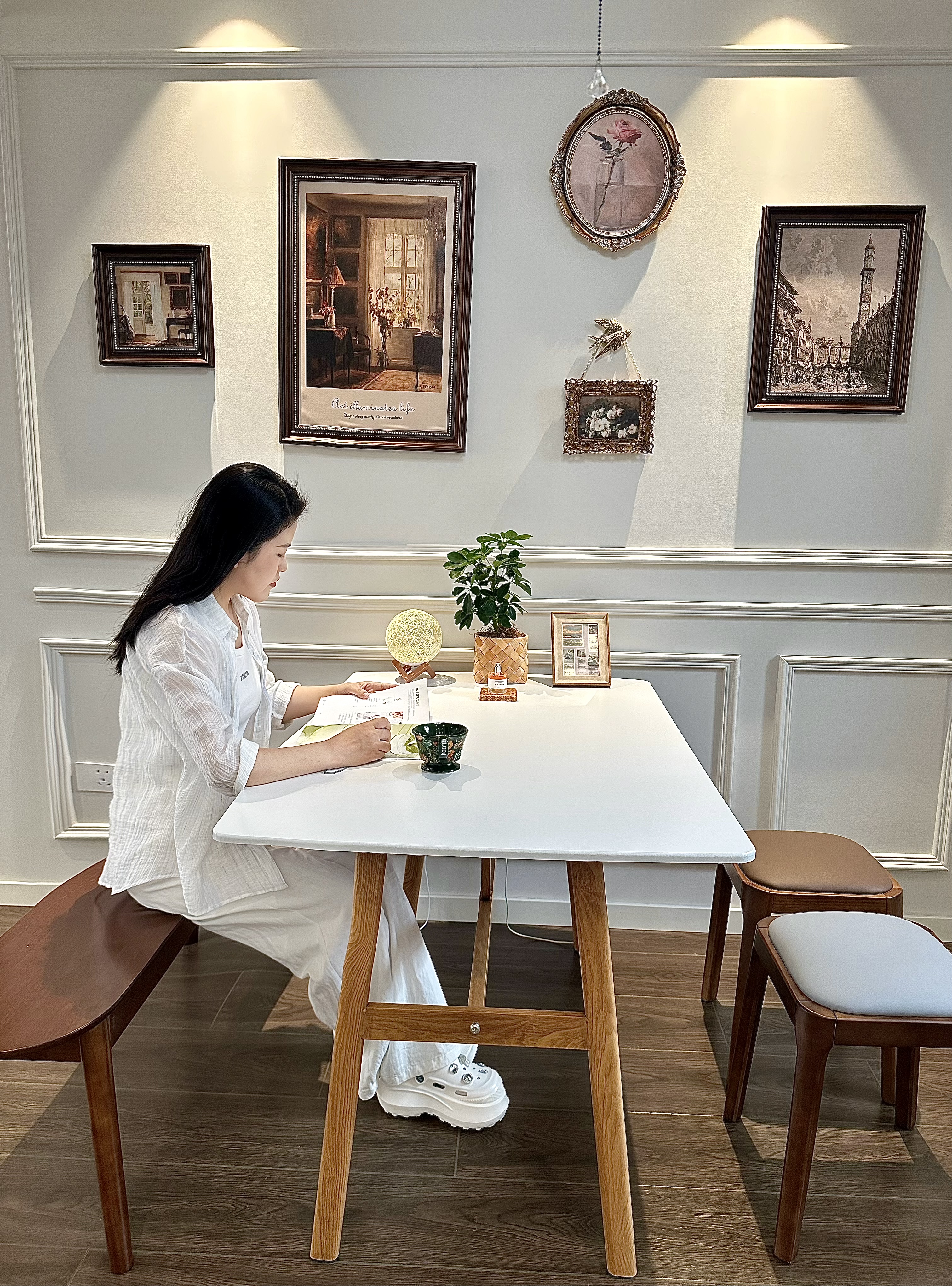 小匠材餐桌家用饭桌小户型餐桌现代简约长方形吃饭桌子出租屋暖白120*80 实拍图