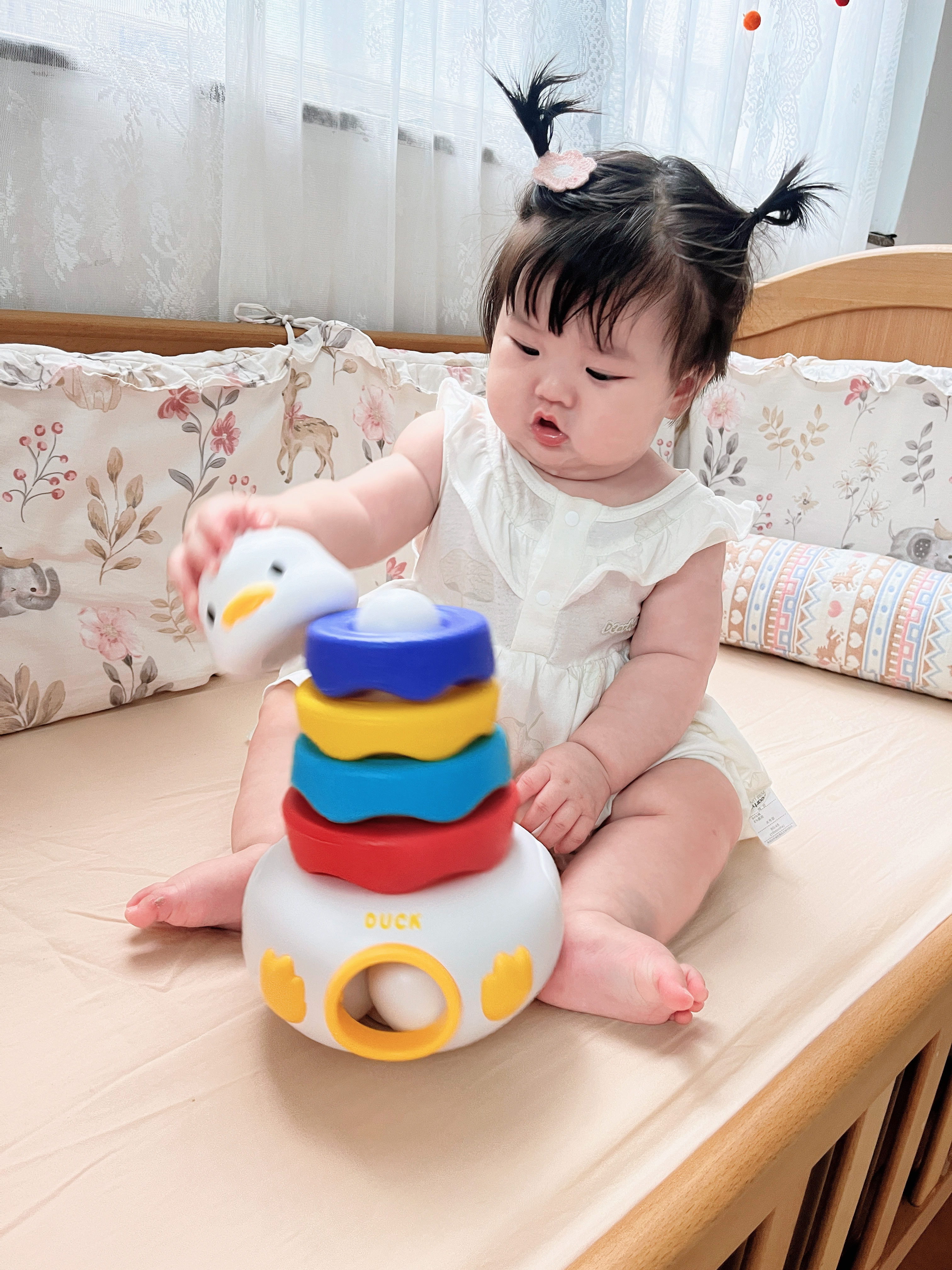 MKBIBI叠叠乐玩具萌鸭不倒翁0-1岁婴幼儿童套圈玩具 实拍图
