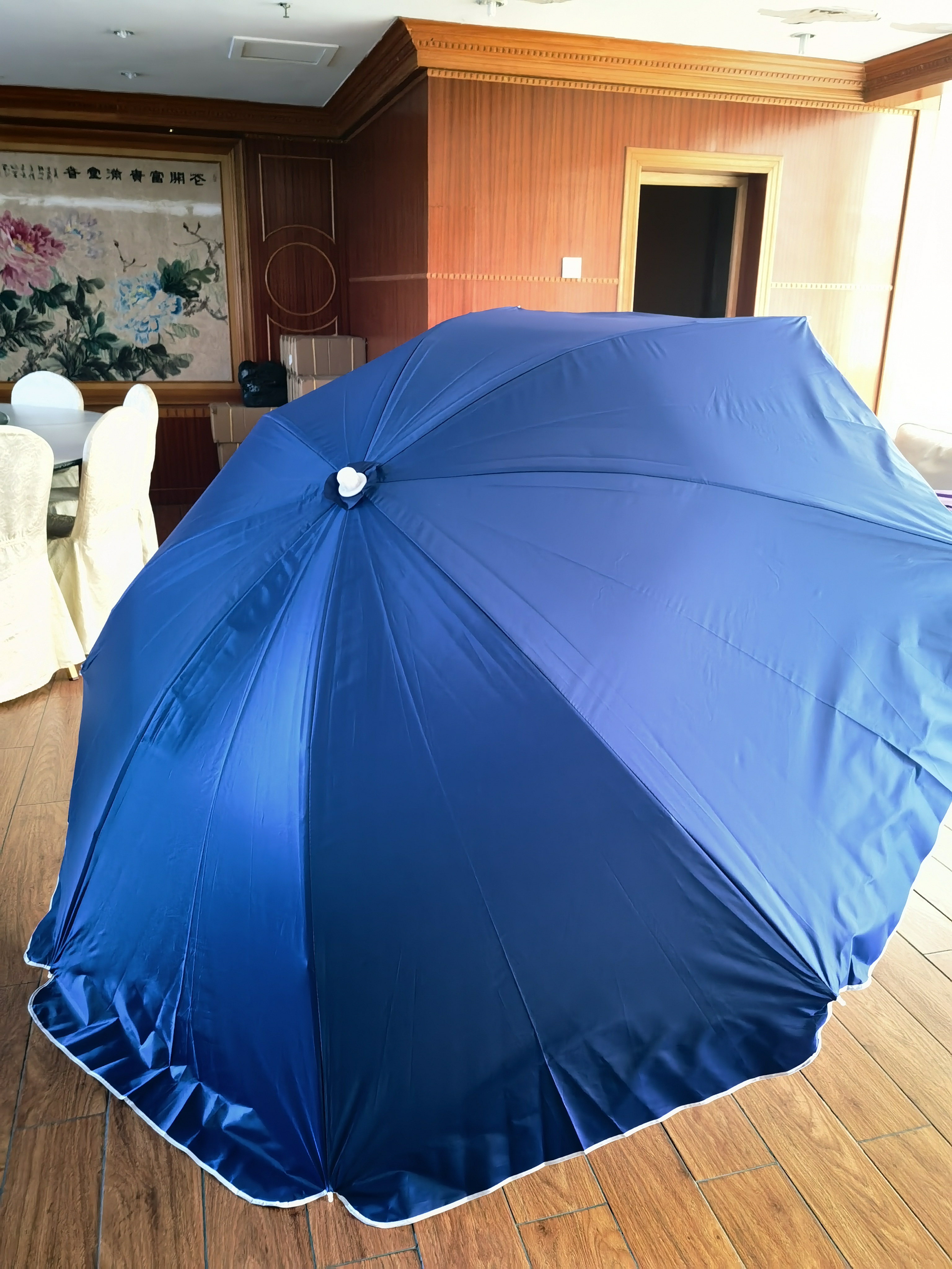 逸飞恒户外遮阳伞大号摆摊伞大型雨伞太阳伞沙滩伞防晒广告庭院伞大伞 双层2.4米蓝三层架/银胶加厚 实拍图