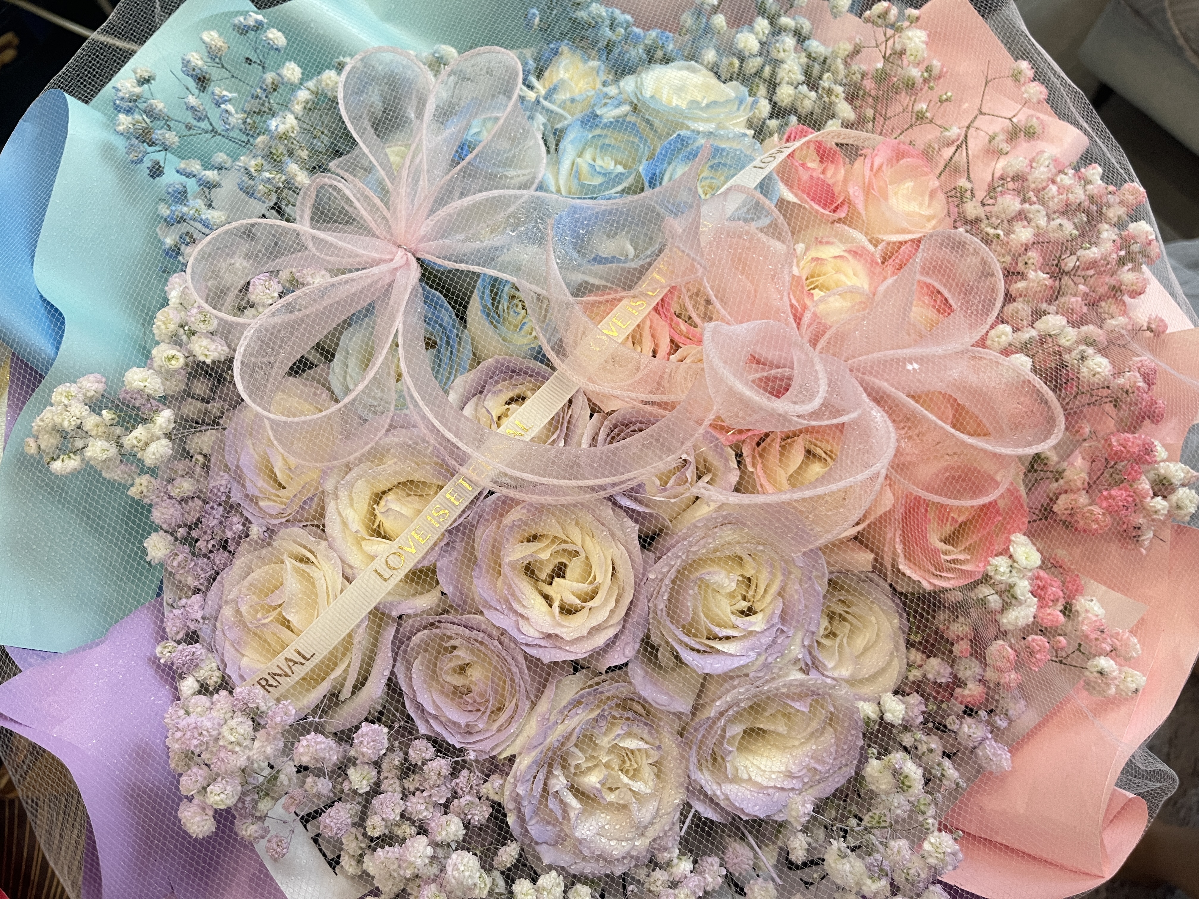 花旺鲜花速递碎冰蓝玫瑰花束送女友生日礼物花束同城配送小时达 【纯欲千金】33枝玫瑰花（喷染）|dy160 实拍图