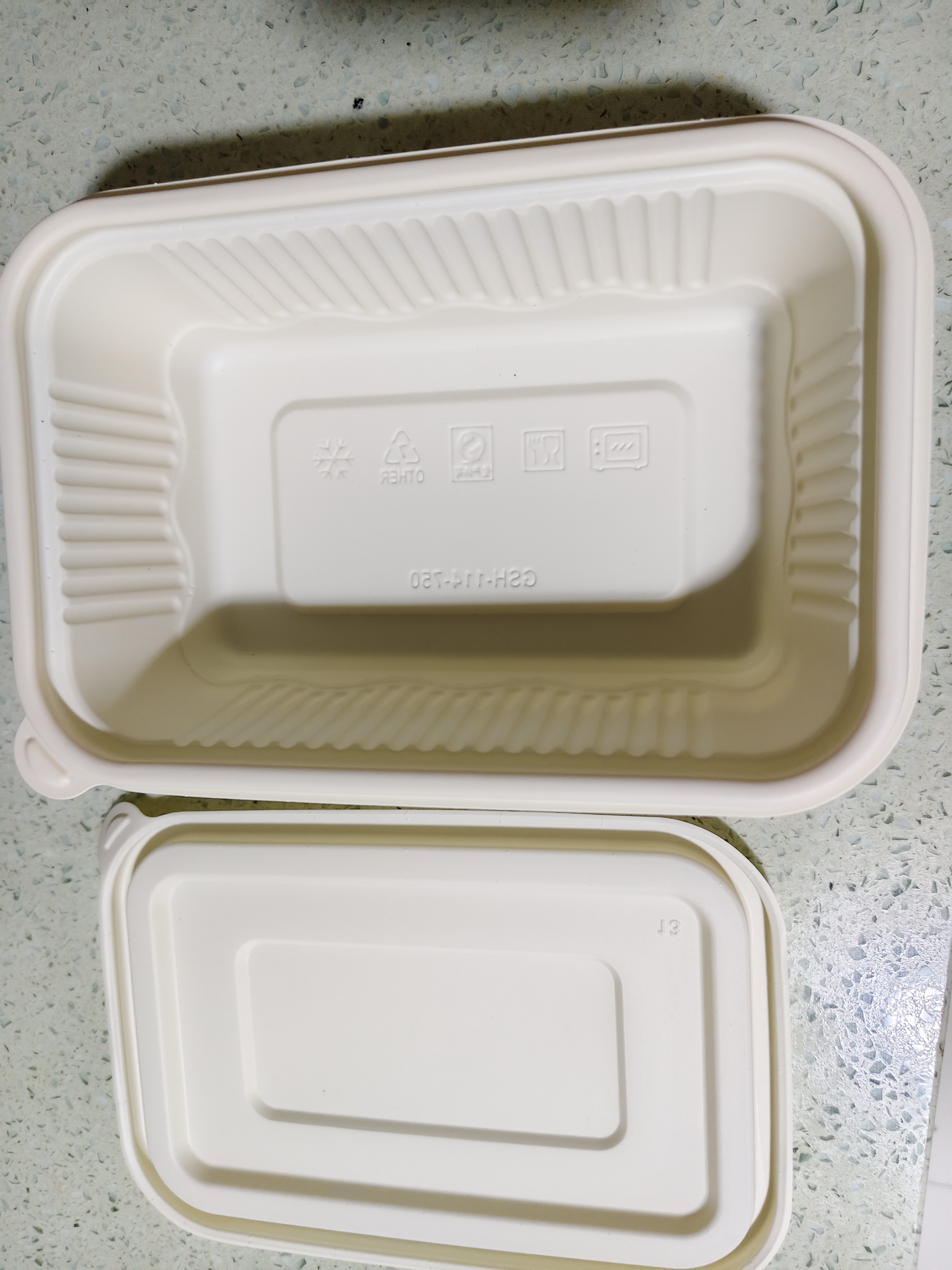 特美居（temeiju）玉米淀粉饭盒一次性餐盒食品级打包盒带盖可微波750型方形*8套 实拍图