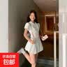 学院风白色泡泡袖衬衫连衣裙女夏季气质收腰小个子甜美短裙 白色 M 实拍图