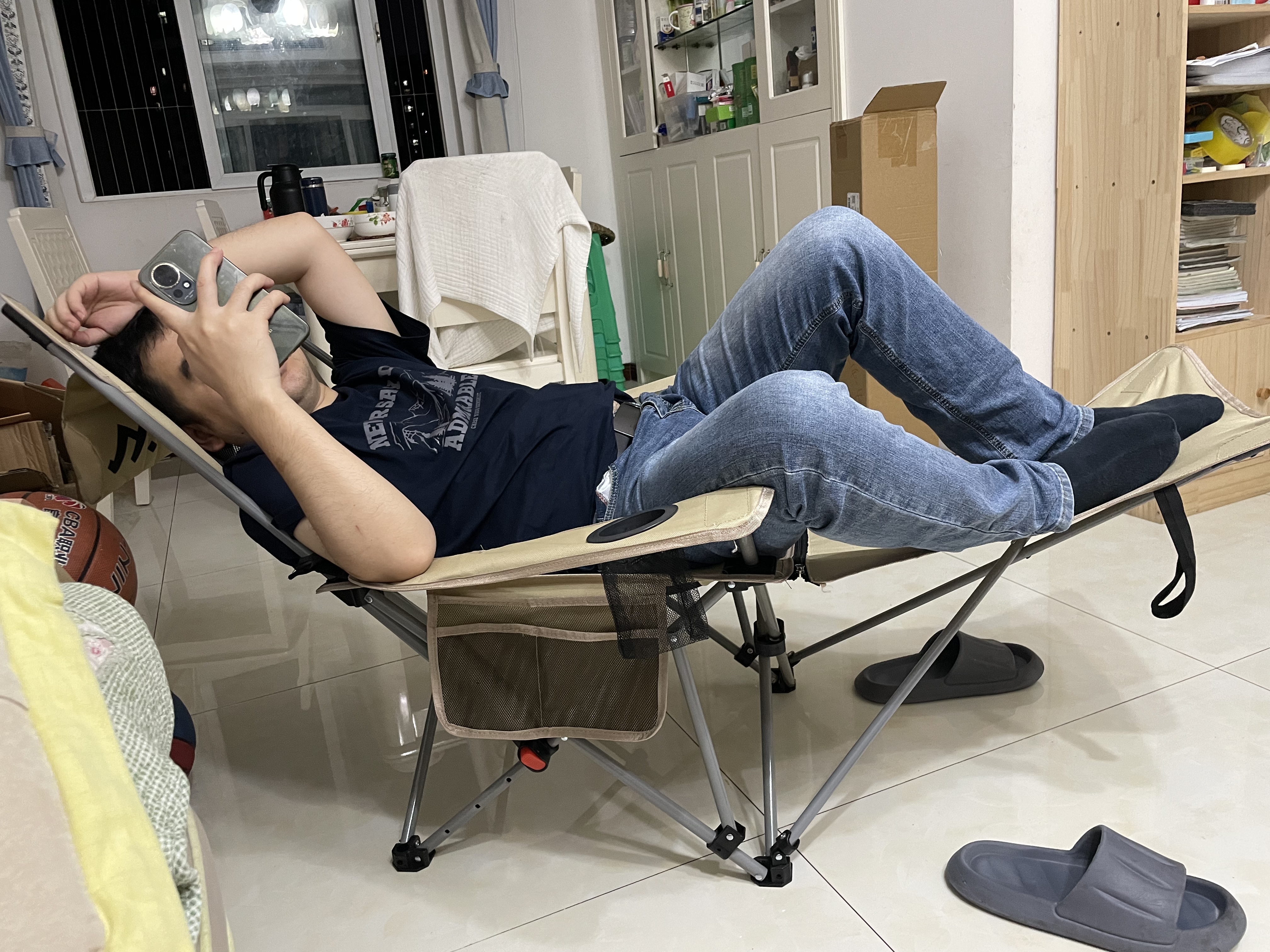 星野家户外折叠椅躺椅透气网面高背月亮椅便携折叠露营椅子办公室午休床 实拍图
