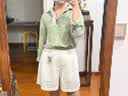 优衣库法国麻衬衫/长袖男装女装衬衣亚麻26春夏新款482437 485656 485656/51嫩绿色 M 实拍图