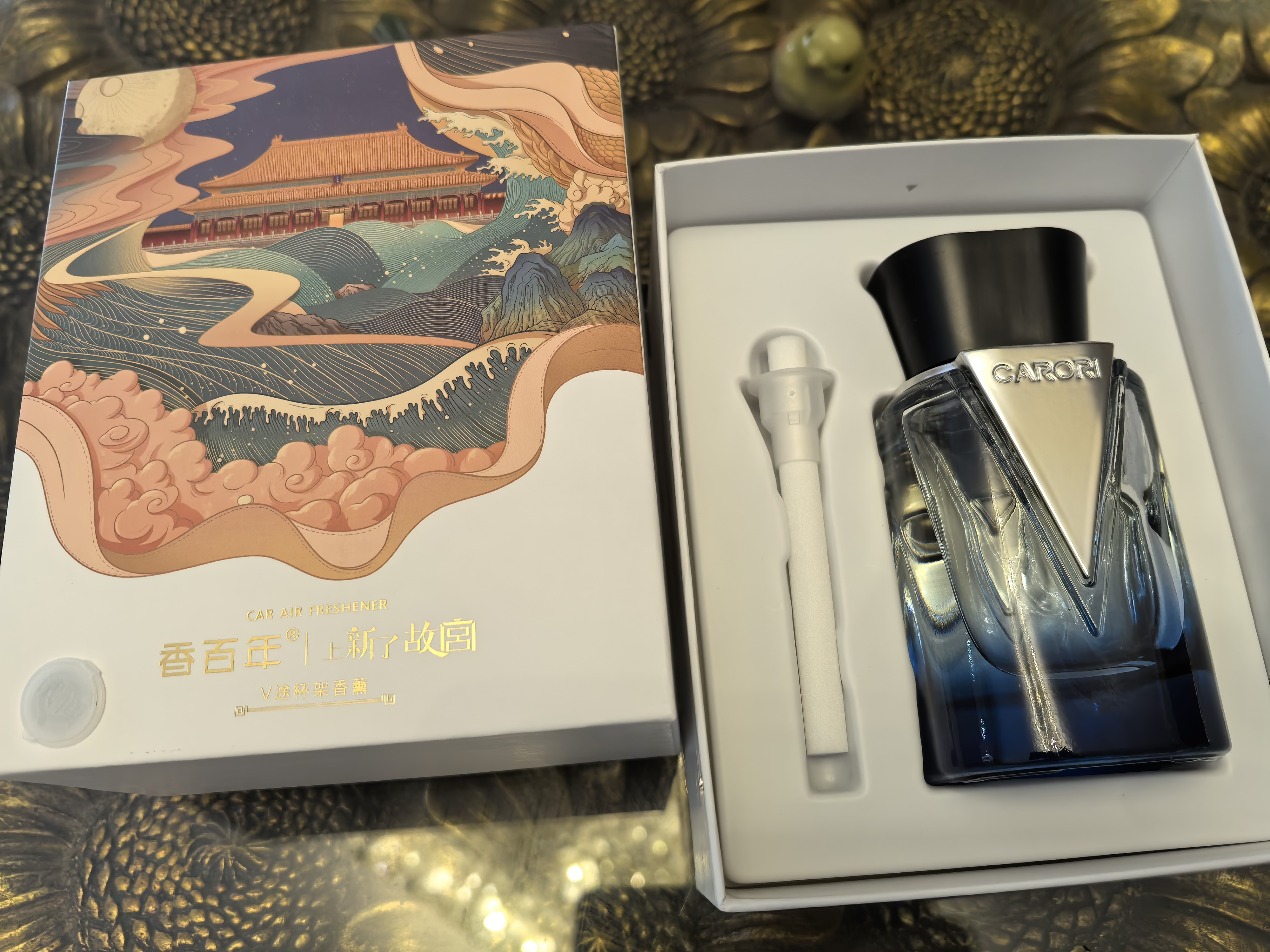 香百年上新了故宫联名车载香薰汽车香水杯架式车内摆件持久留香V途檀道 实拍图