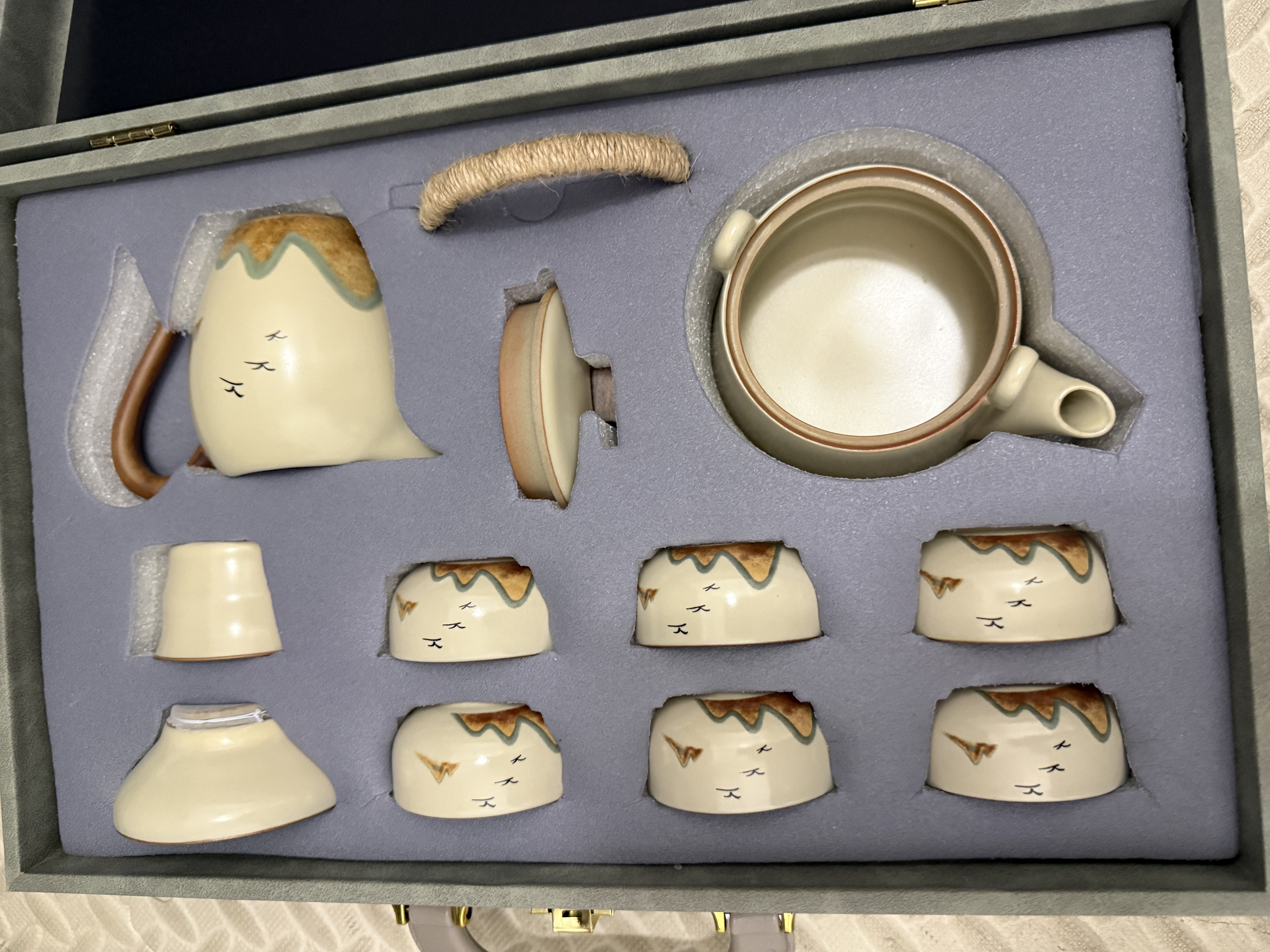 瓷友茗汝窑观山功夫茶具套装提梁茶壶泡茶器礼盒节日送礼乔迁父亲节礼物 实拍图