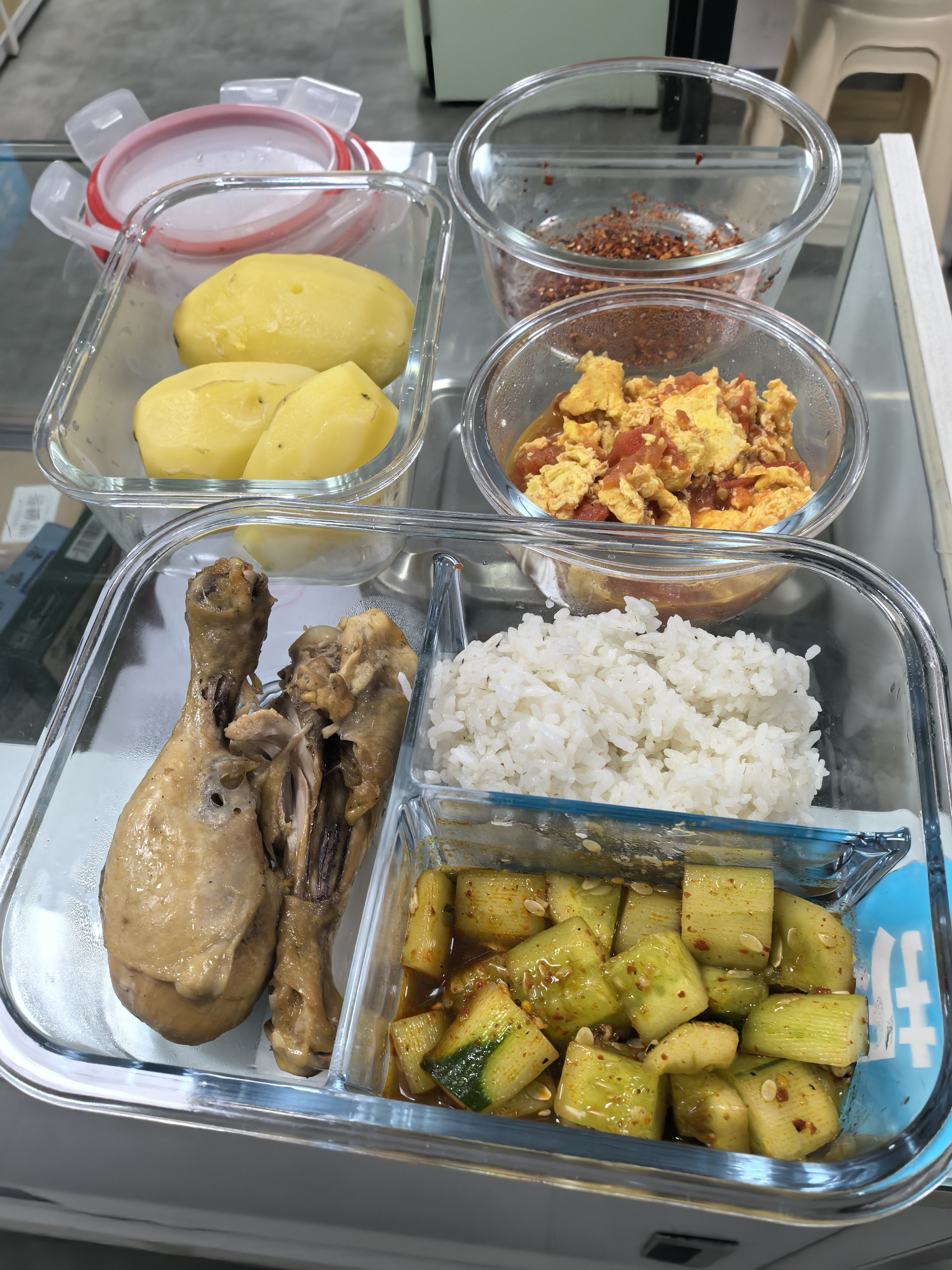 乐扣乐扣（LOCK&LOCK）耐热玻璃保鲜盒微波炉饭盒上班学生便当盒分隔餐盒配便当包两件套 实拍图