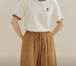 茵曼（INMAN）【冰氧吧】凉感撞色圆领短袖T恤2026夏季女装新款透气显瘦上衣 浅杏色 L 实拍图