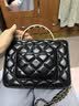 CHARLES&KEITH菱格链条手提斜挎包小方包包女包生日礼物送女友CK2-50701608 Black黑色 S 实拍图