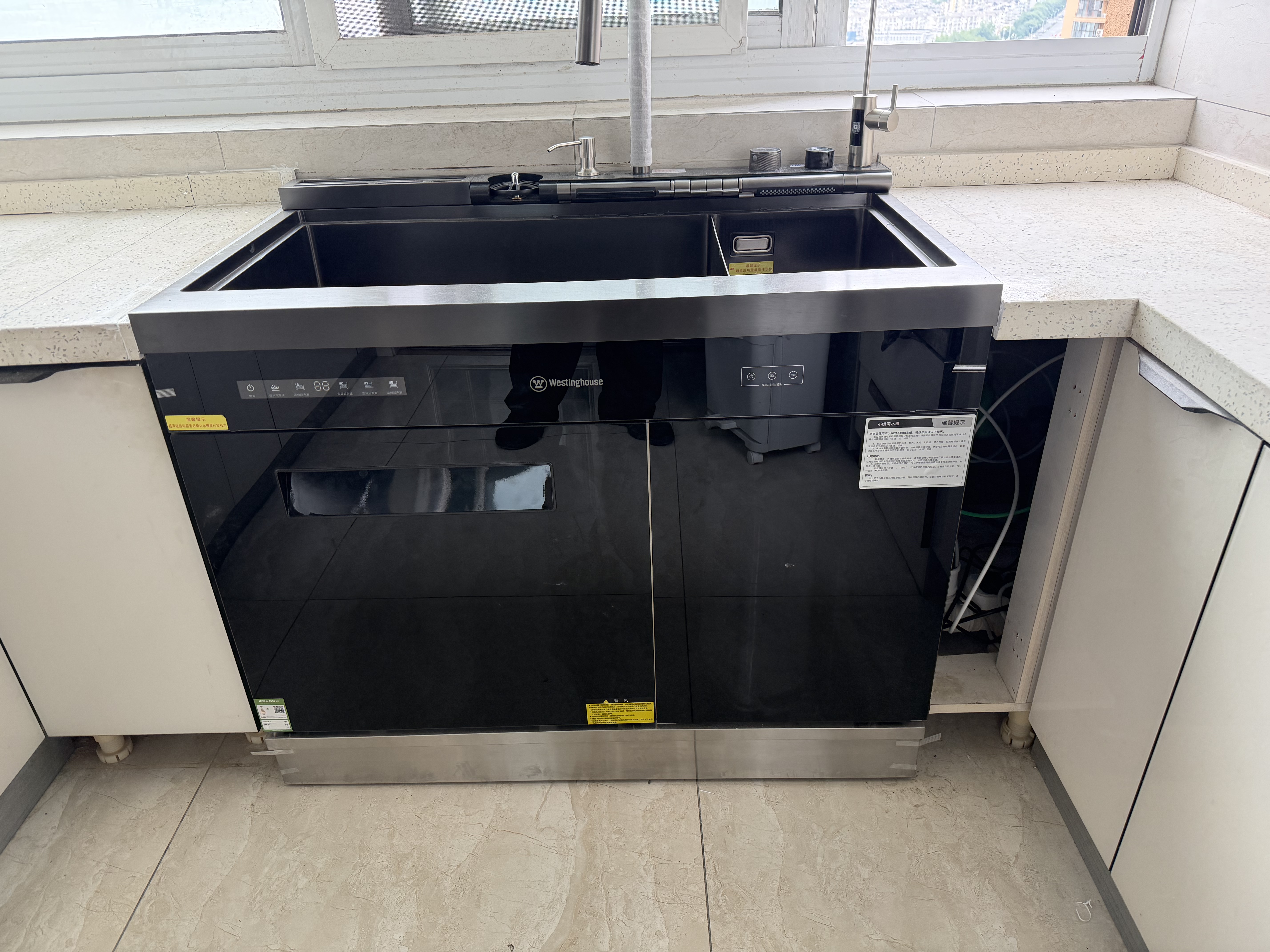 西屋集成水槽洗碗机超声波果蔬清洗家用双层上下分层洗嵌入式碗柜14套洗碗机一体机 JCX-S9L 升级气爆洗1000mm分层洗 可选左右洗碗机 实拍图