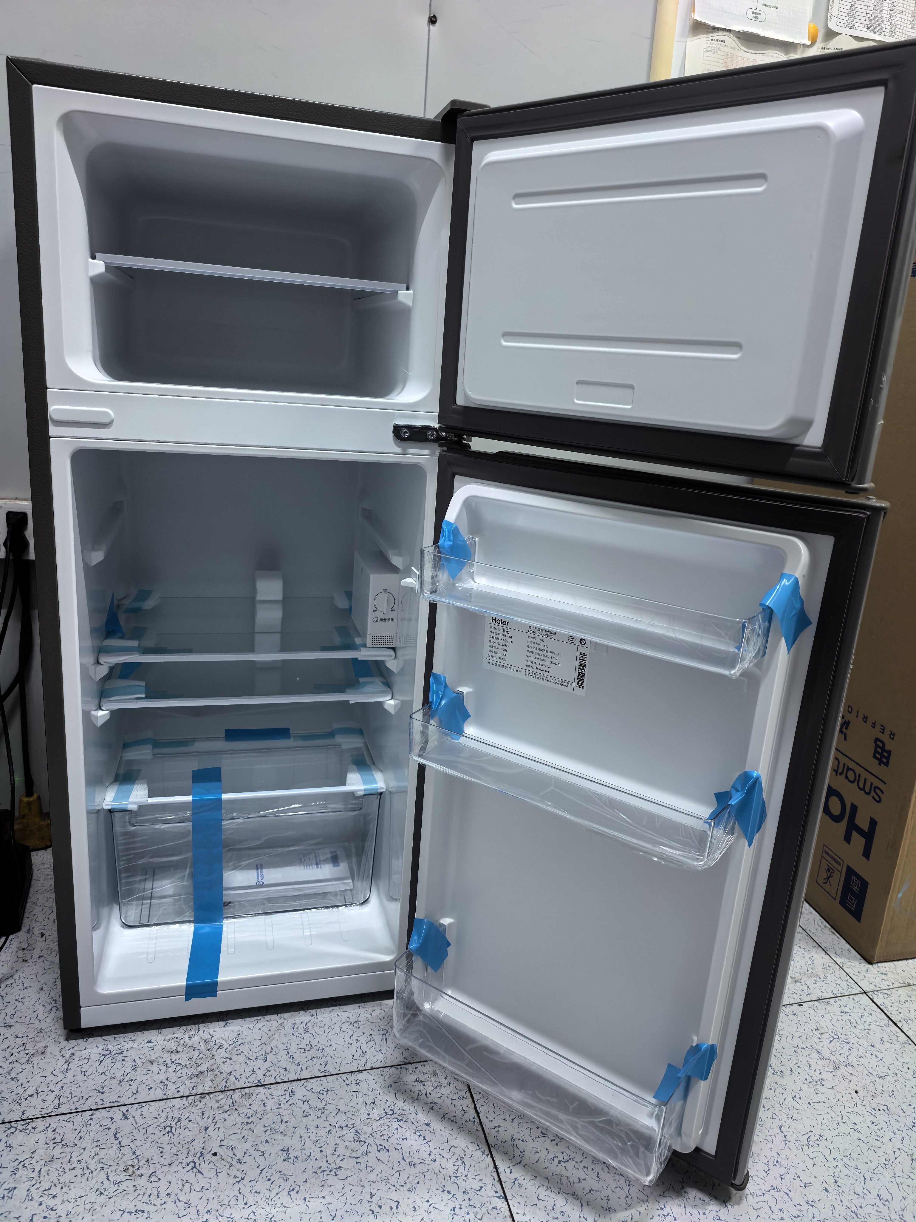 海尔（Haier）冰箱小型二门办公室迷你小冰箱节能直冷家用租房家电冷藏冷冻超薄双开门省电小型冰箱 118升、360°立体制冷、低温补偿 实拍图